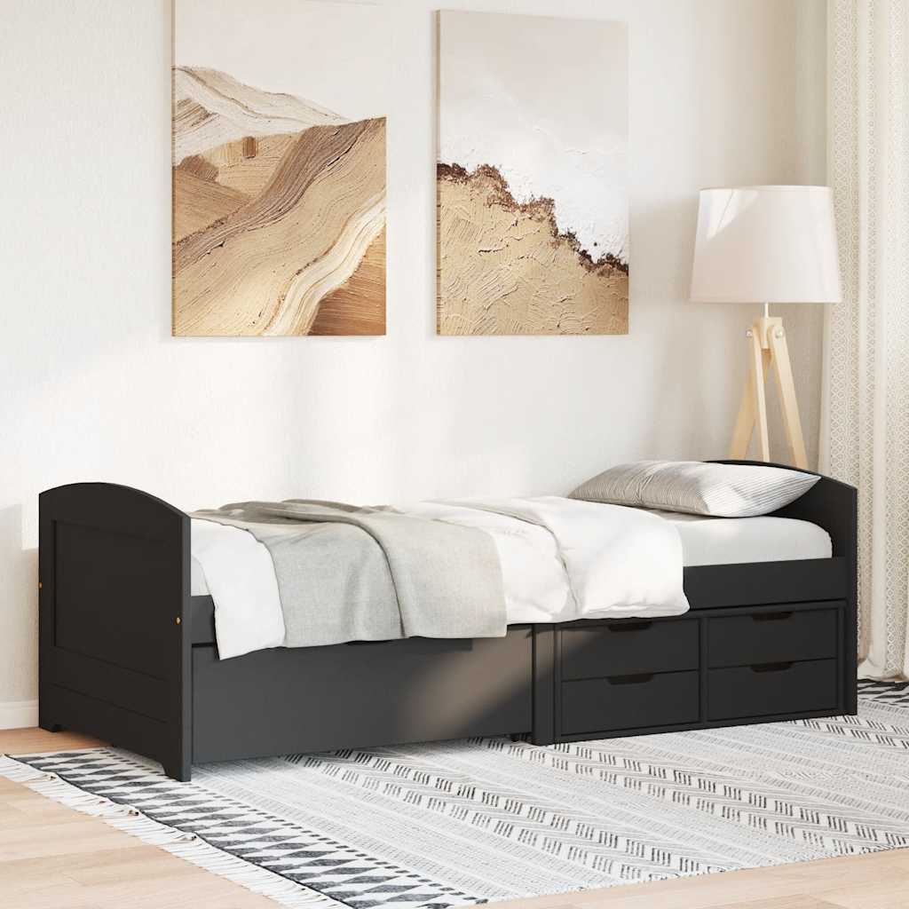Day Bed with 5 Drawers without Mattress IRUN Black 90x200 cm