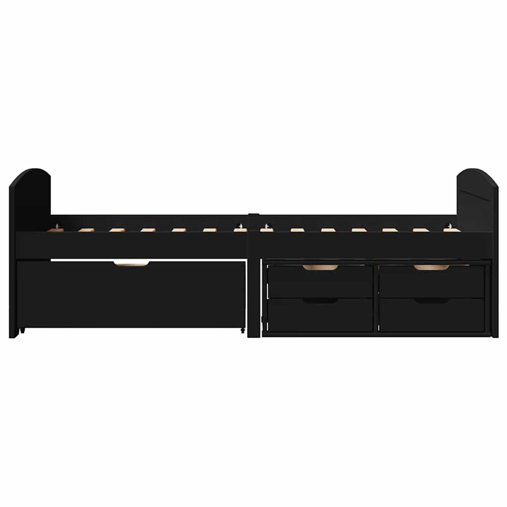 Day Bed with 5 Drawers without Mattress IRUN Black 90x200 cm