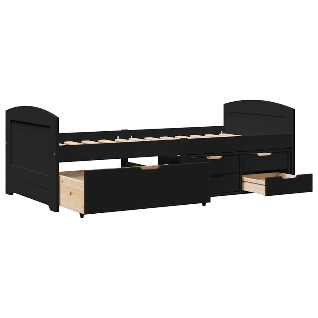 Day Bed with 5 Drawers without Mattress IRUN Black 90x200 cm
