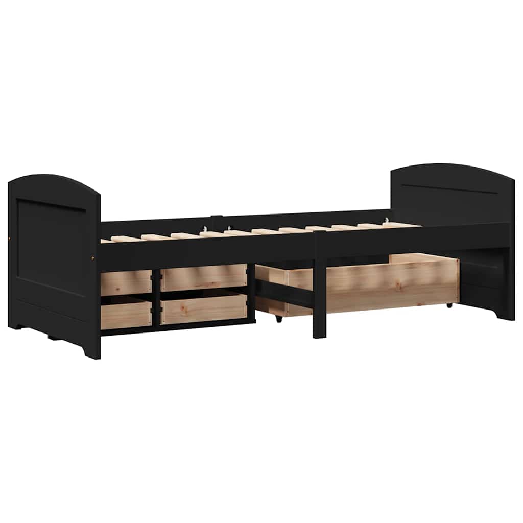 Day Bed with 5 Drawers without Mattress IRUN Black 90x200 cm