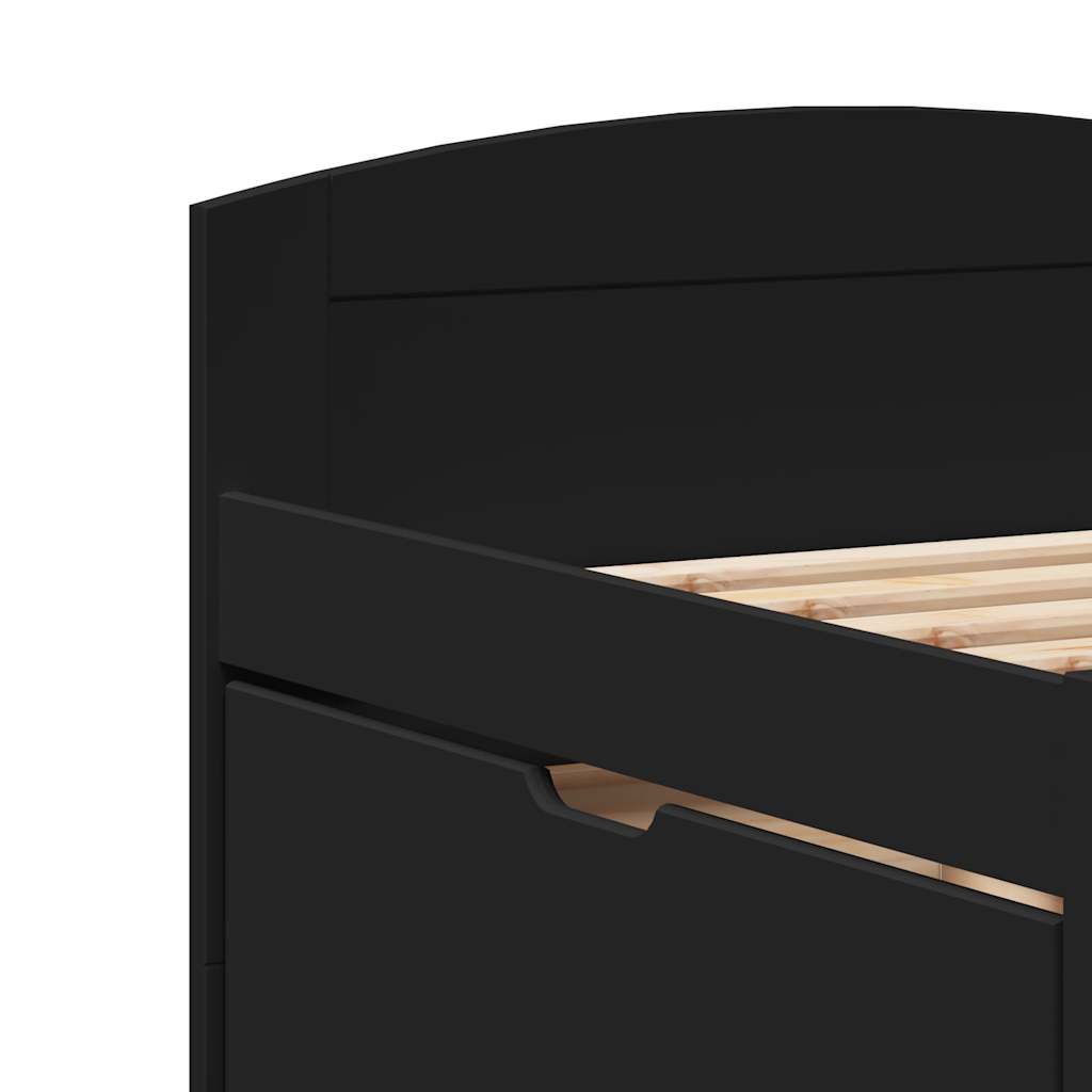 Day Bed with 5 Drawers without Mattress IRUN Black 90x200 cm