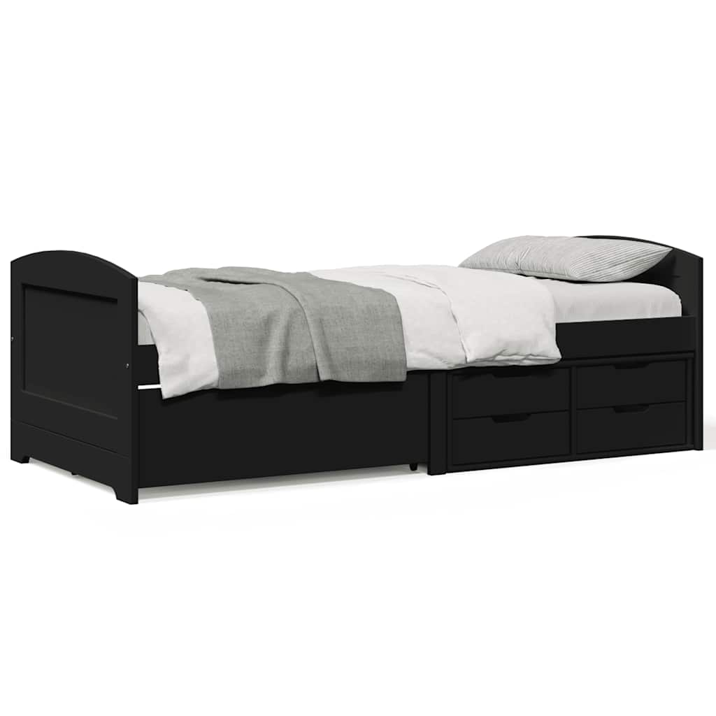 Day Bed with 5 Drawers without Mattress IRUN Black 90x200 cm