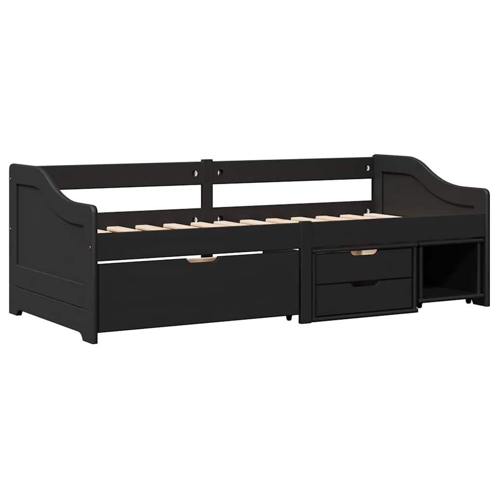 Day Bed with 3 Drawers without Mattress IRUN Black 90x200 cm