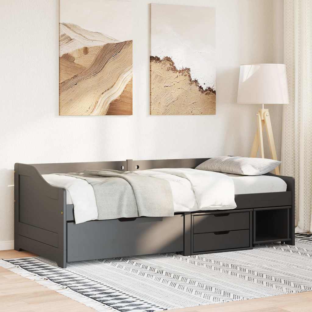 Day Bed with 3 Drawers without Mattress IRUN Black 90x200 cm