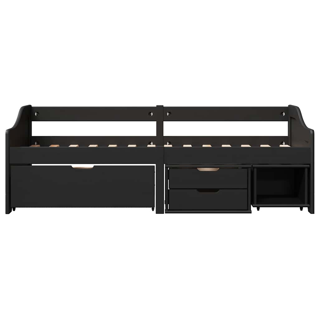 Day Bed with 3 Drawers without Mattress IRUN Black 90x200 cm