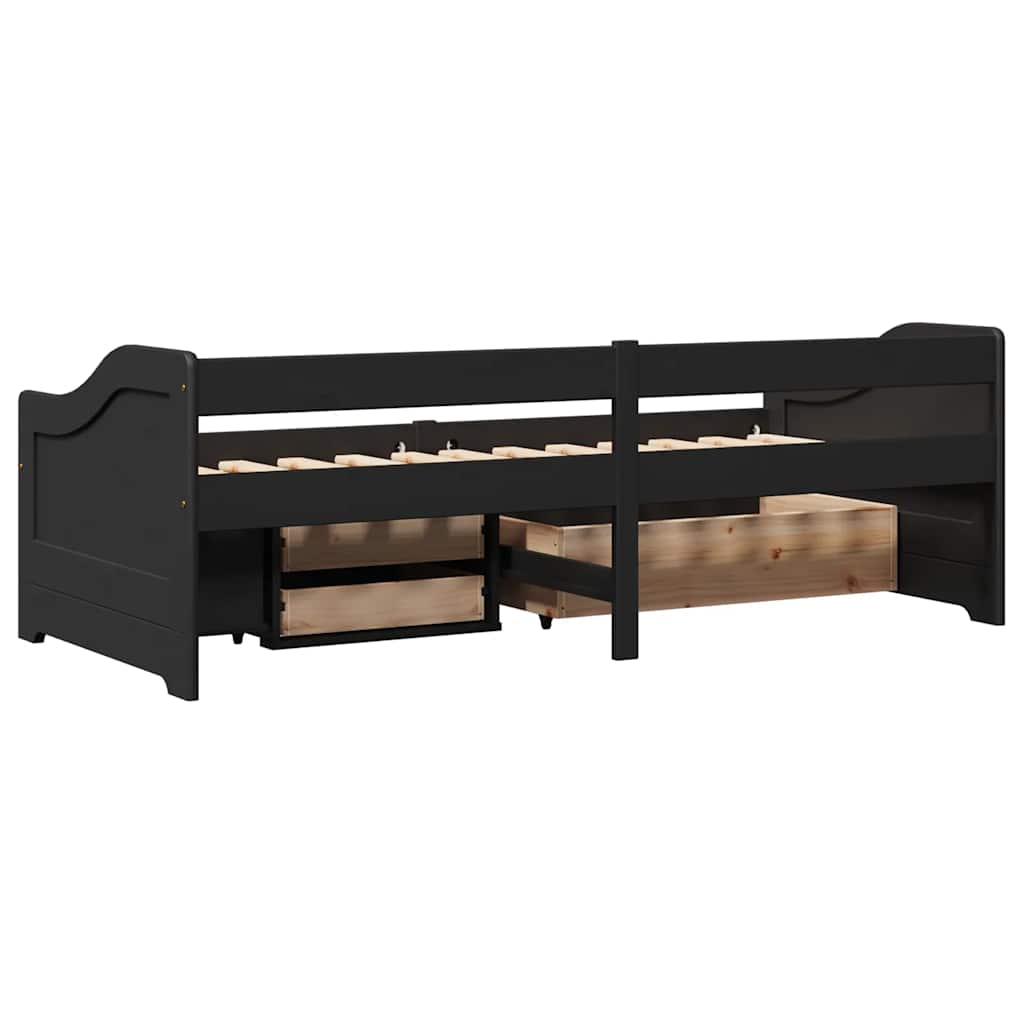 Day Bed with 3 Drawers without Mattress IRUN Black 90x200 cm
