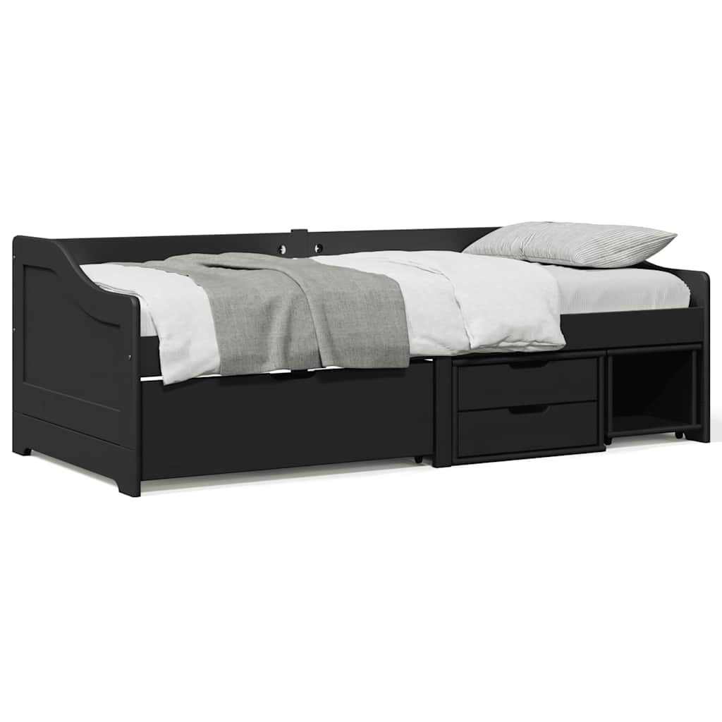 Day Bed with 3 Drawers without Mattress IRUN Black 90x200 cm