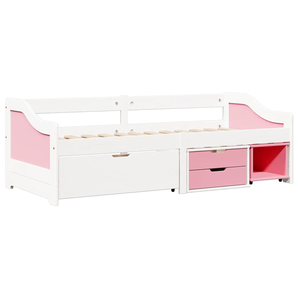 Day Bed with 3 Drawers without Mattress IRUN White&Pink 90x200 cm