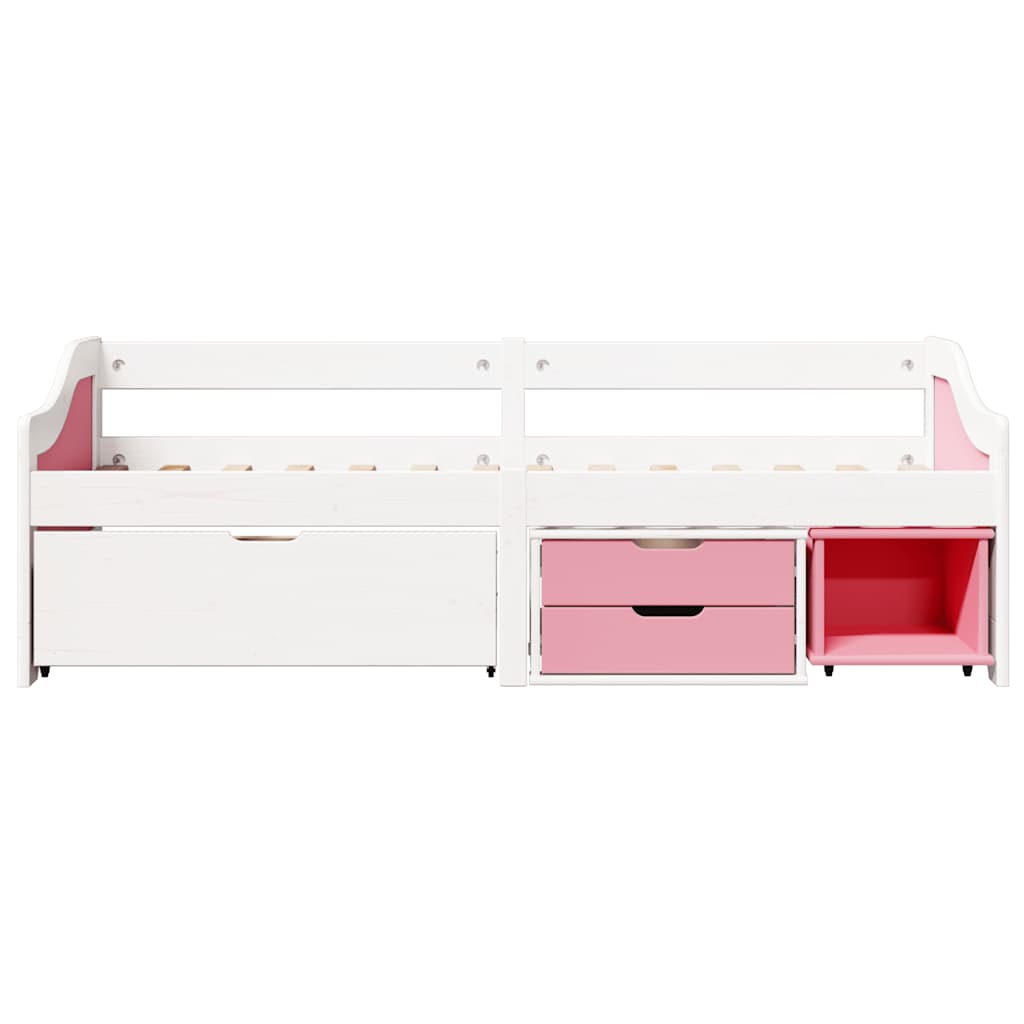 Day Bed with 3 Drawers without Mattress IRUN White&Pink 90x200 cm