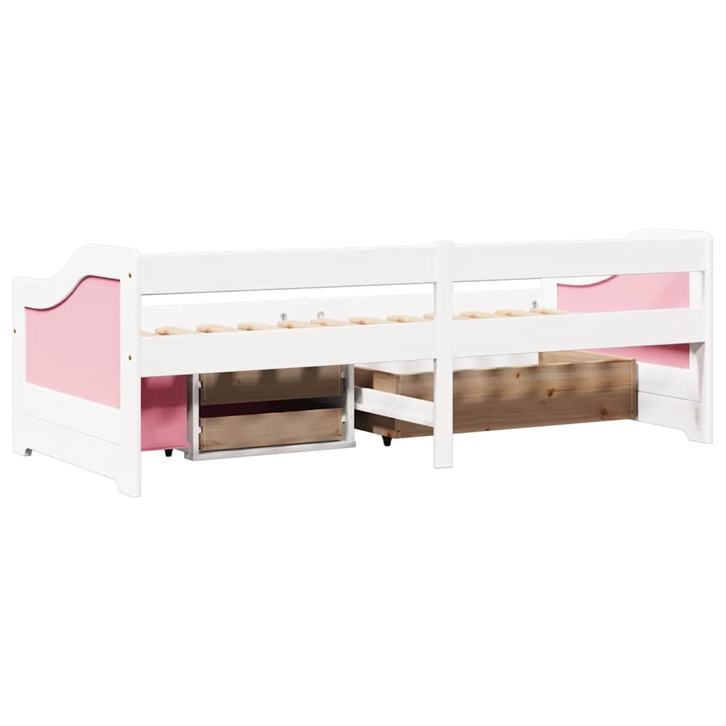 Day Bed with 3 Drawers without Mattress IRUN White&Pink 90x200 cm