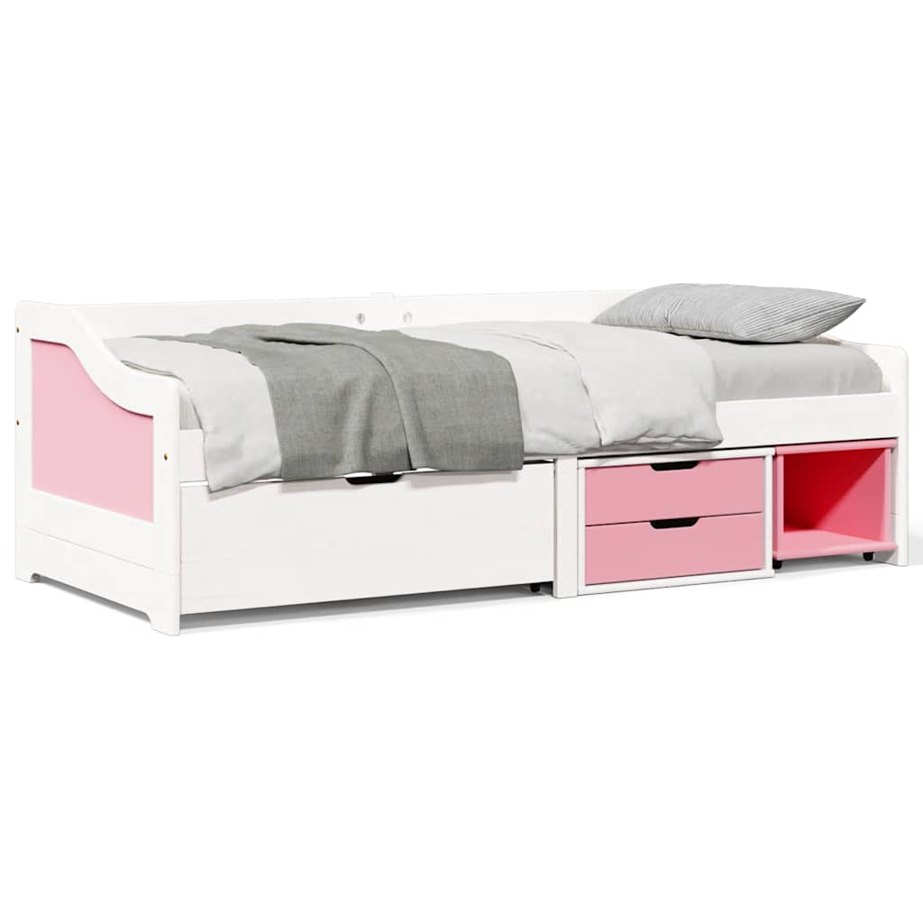 Day Bed with 3 Drawers without Mattress IRUN White&Pink 90x200 cm