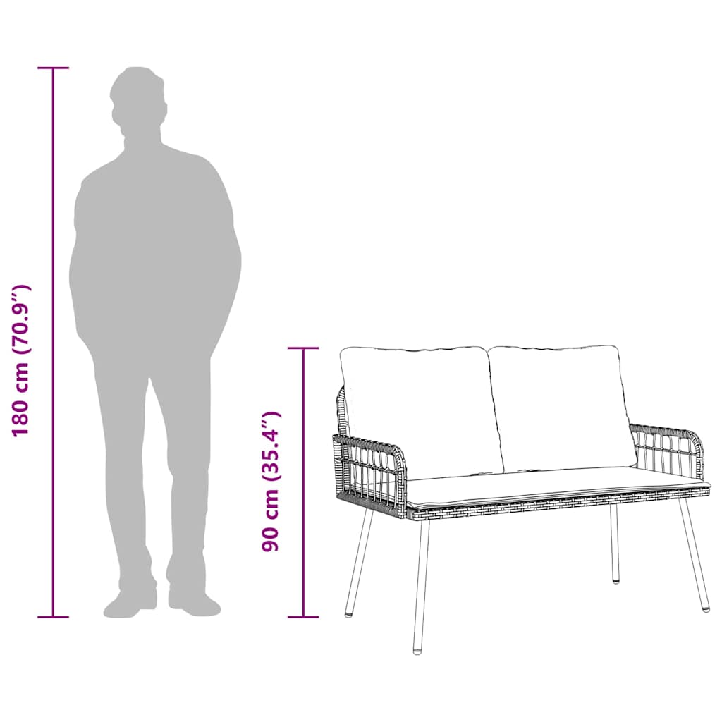 Garden Bench with Cushion Brown 114 x 64 x 78cm Metal