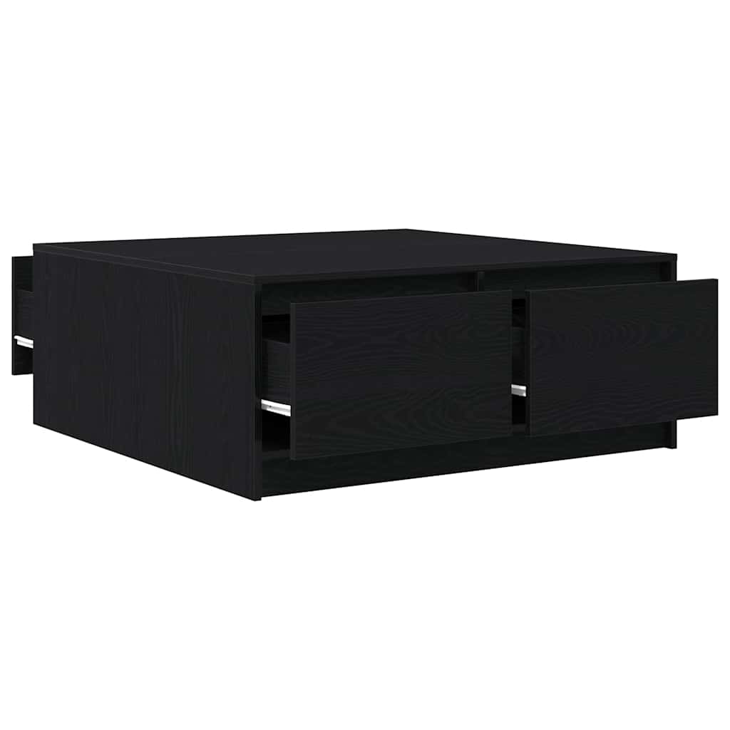 Coffee Table with Drawers Black Oak 100x100x40 cm