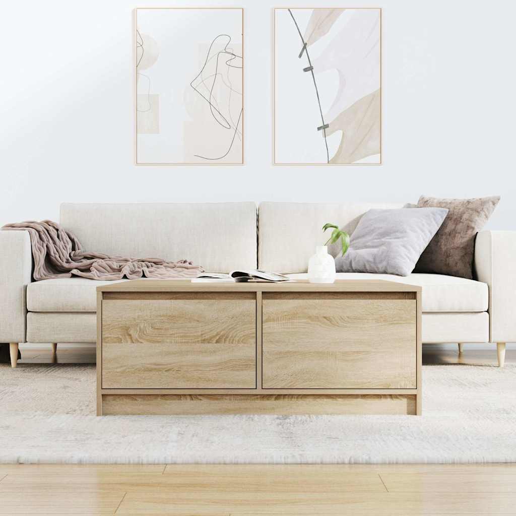 Coffee Table with Drawers Sonoma Oak 100x100x40 cm