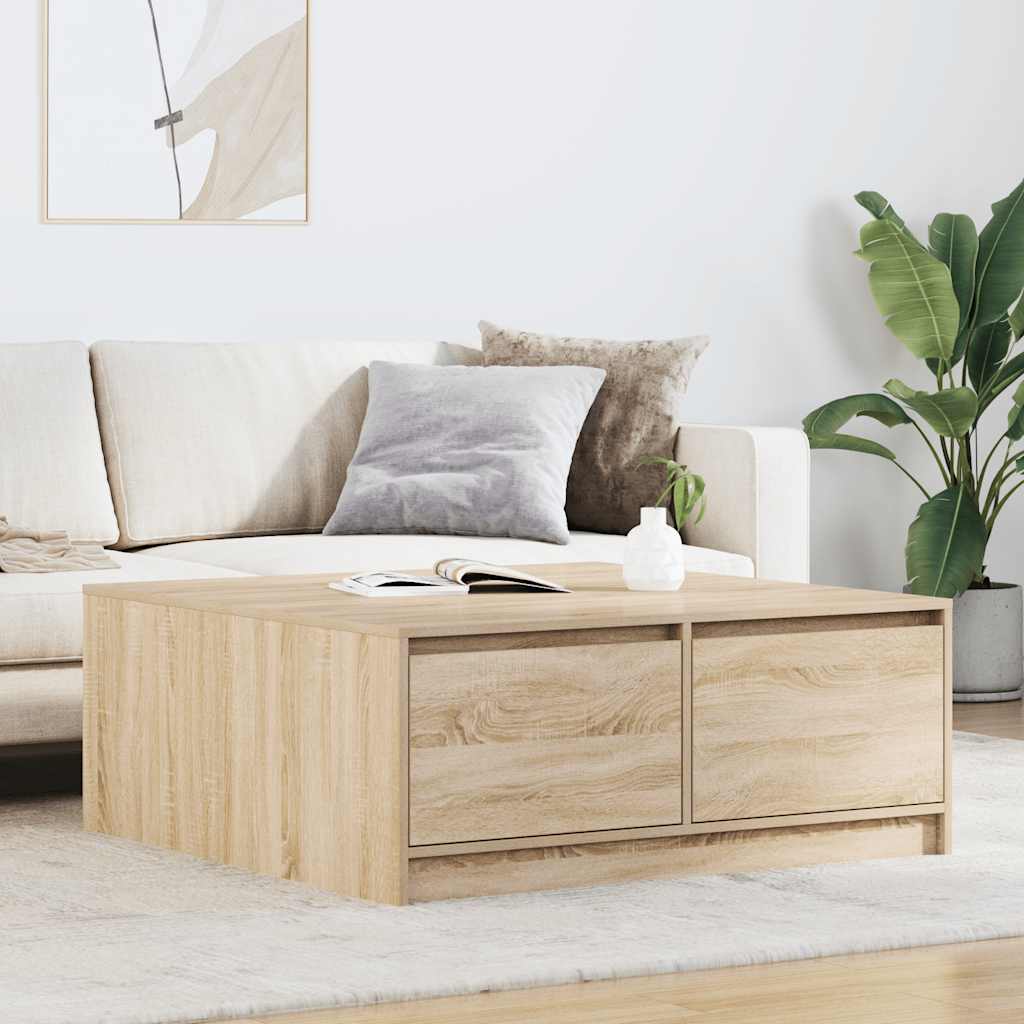 Coffee Table with Drawers Sonoma Oak 100x100x40 cm