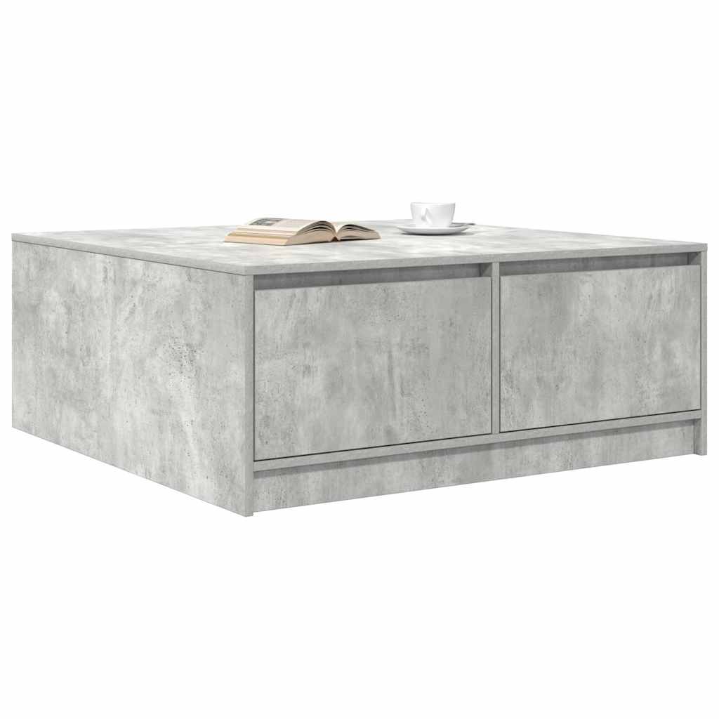 Coffee Table with Drawers Concrete Grey 100x100x40 cm
