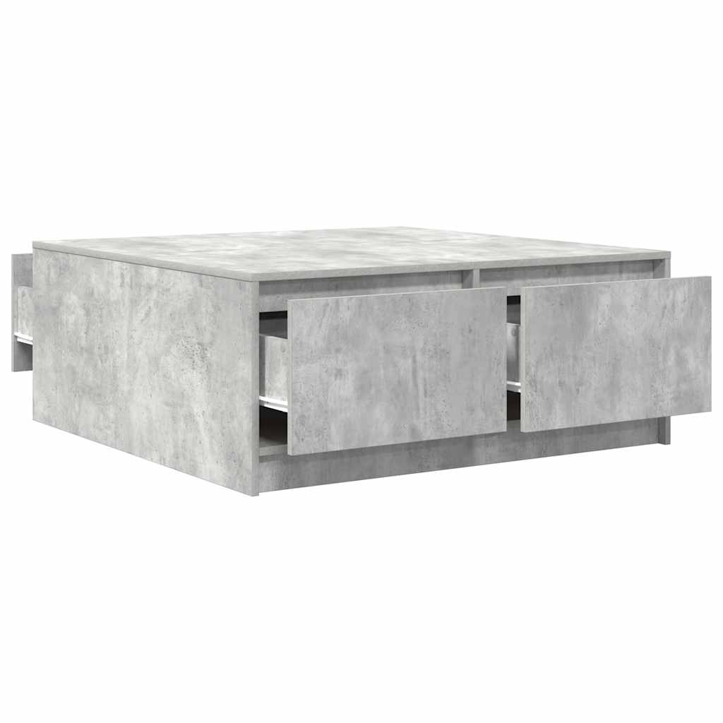 Coffee Table with Drawers Concrete Grey 100x100x40 cm
