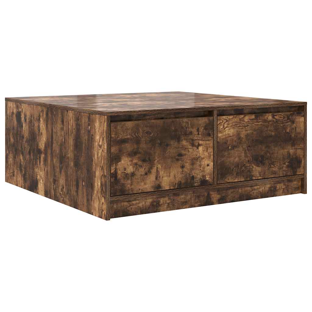 Coffee Table with Drawers Smoked Oak 100x100x40 cm