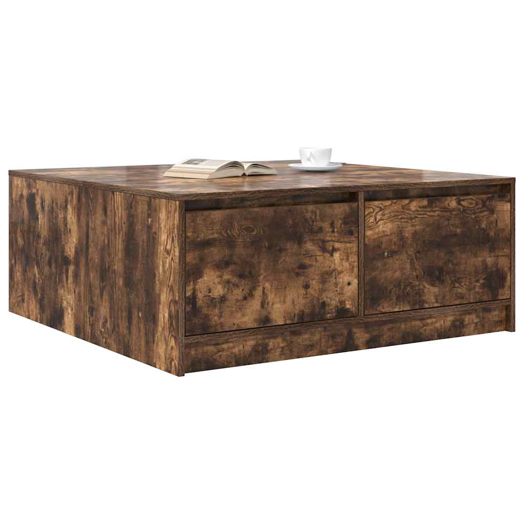 Coffee Table with Drawers Smoked Oak 100x100x40 cm