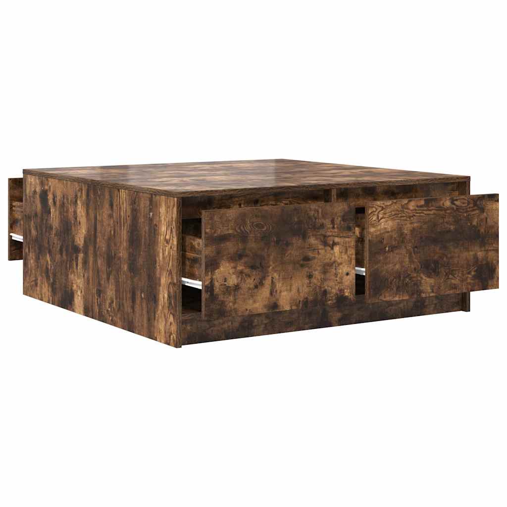 Coffee Table with Drawers Smoked Oak 100x100x40 cm