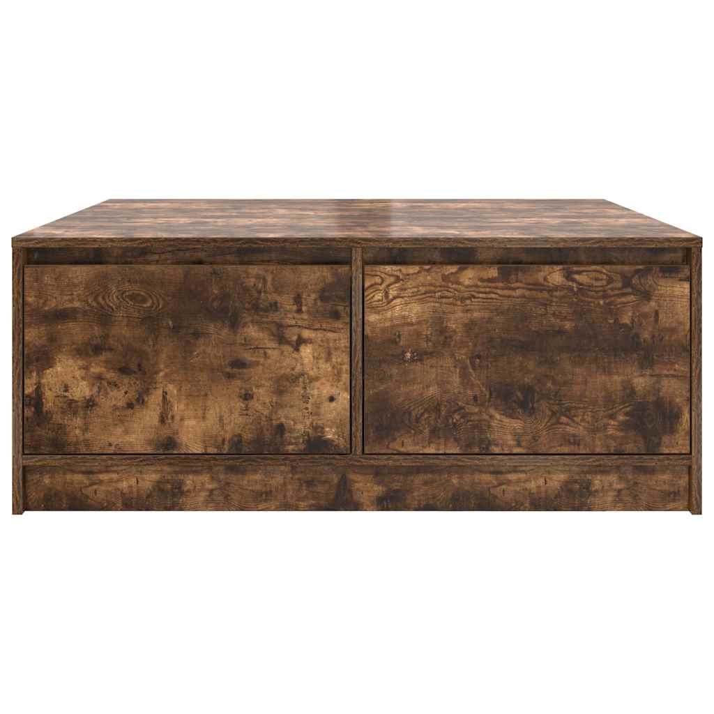 Coffee Table with Drawers Smoked Oak 100x100x40 cm