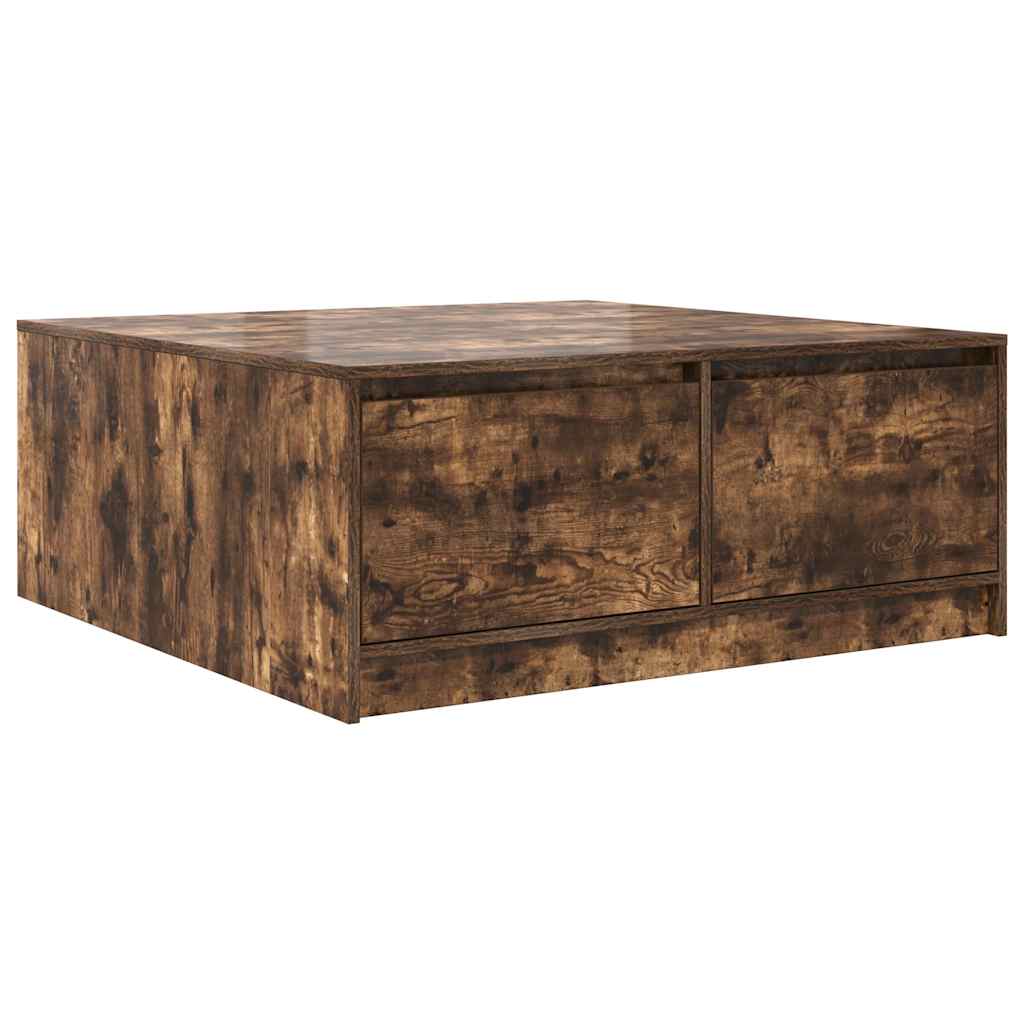 Coffee Table with Drawers Smoked Oak 100x100x40 cm