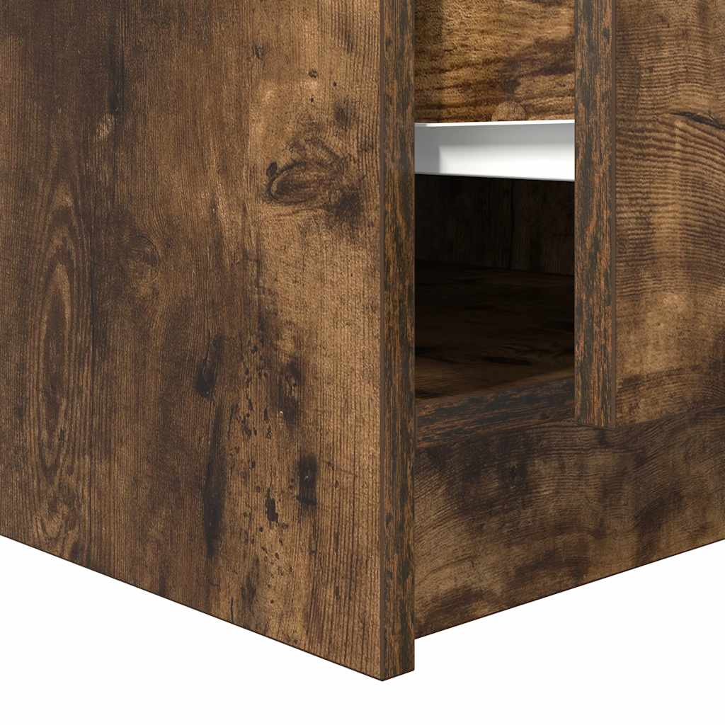Coffee Table with Drawers Smoked Oak 100x100x40 cm