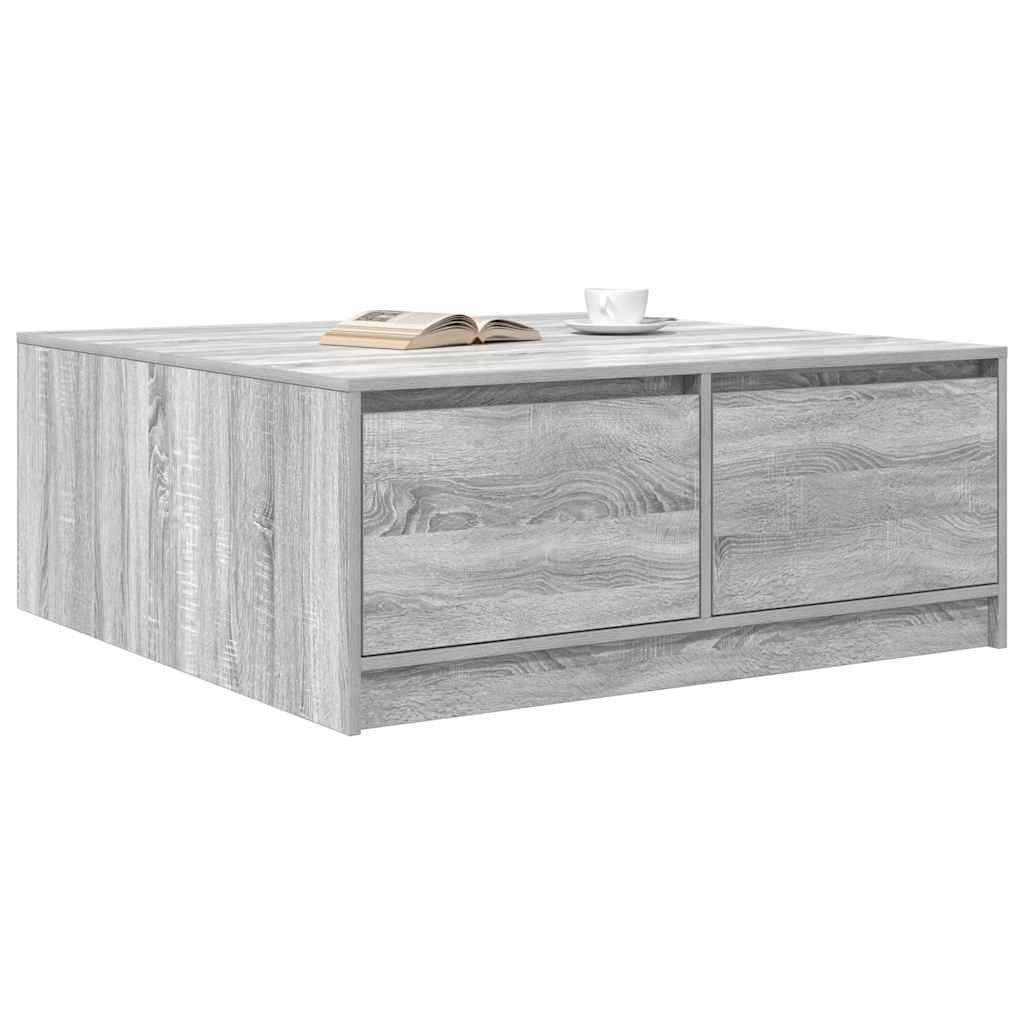 Coffee Table with Drawers Grey Sonoma 100x100x40 cm