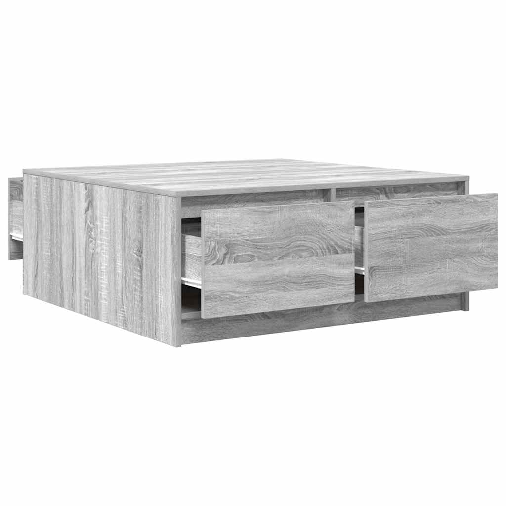 Coffee Table with Drawers Grey Sonoma 100x100x40 cm