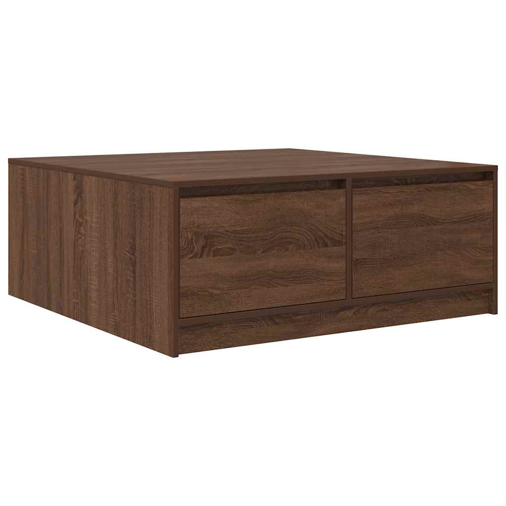 Coffee Table with Drawers Brown Oak 100x100x40 cm