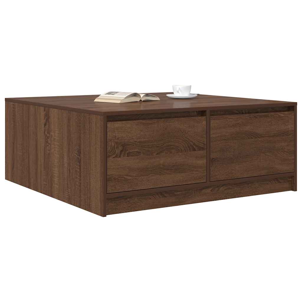 Coffee Table with Drawers Brown Oak 100x100x40 cm