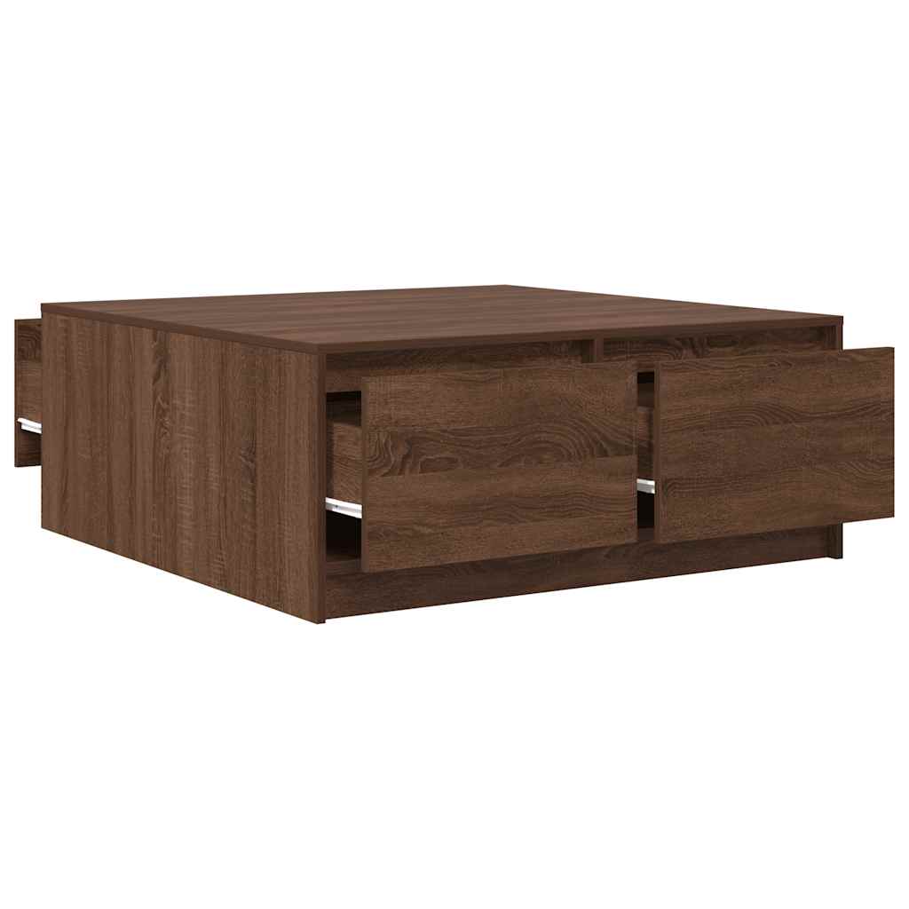 Coffee Table with Drawers Brown Oak 100x100x40 cm