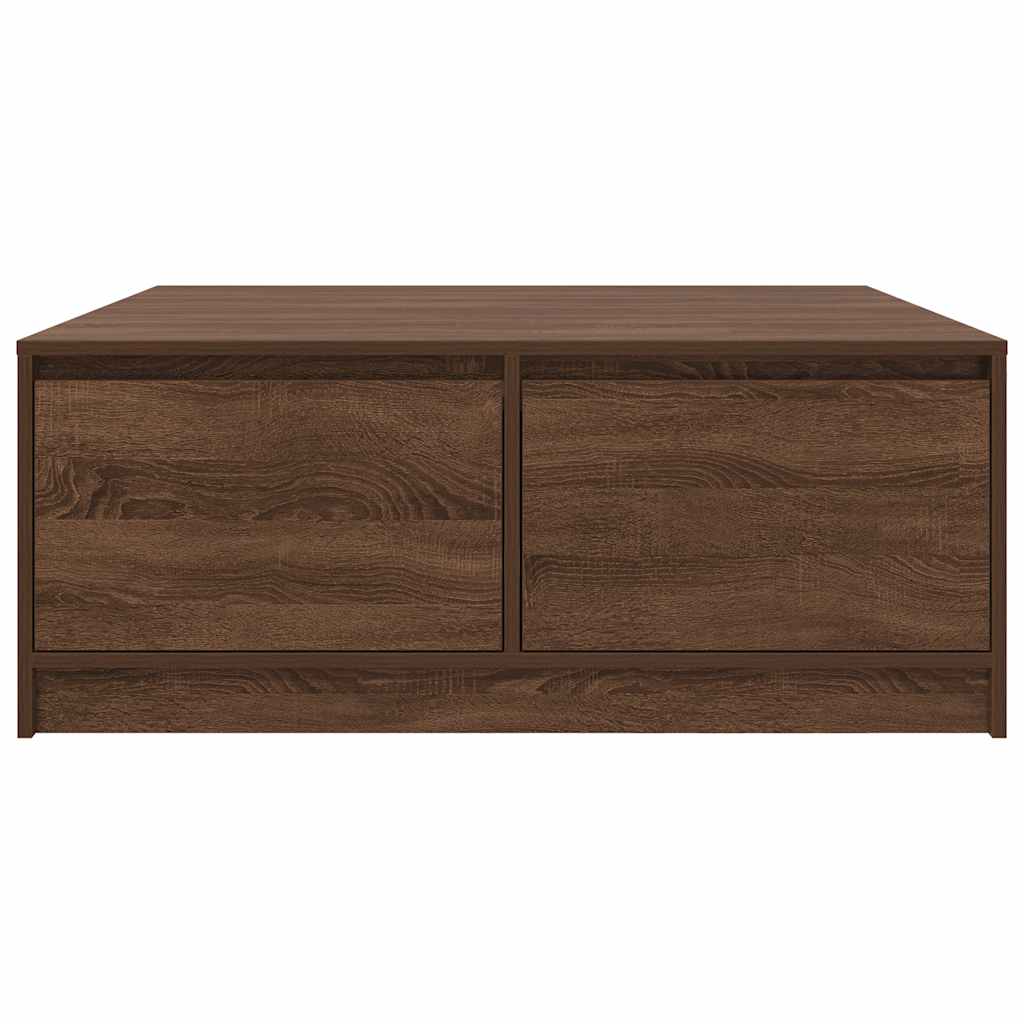 Coffee Table with Drawers Brown Oak 100x100x40 cm