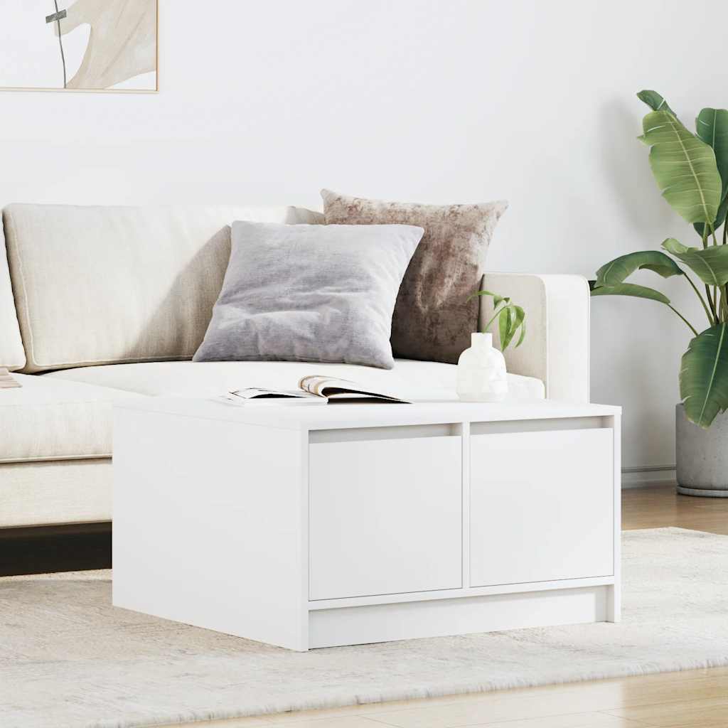 Coffee Table with Drawers White 70.5x70x40 cm