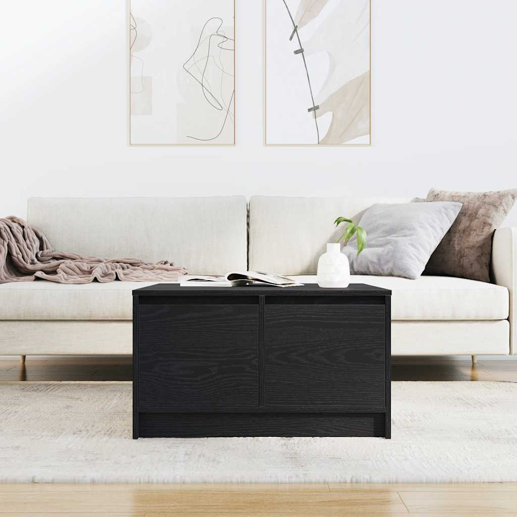 Coffee Table with Drawers Black Oak 70.5x70x40 cm