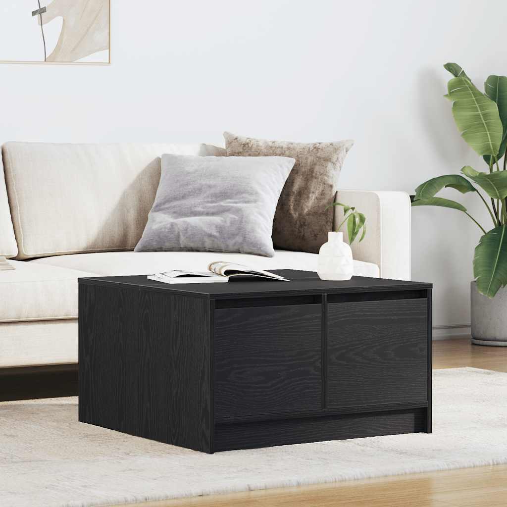 Coffee Table with Drawers Black Oak 70.5x70x40 cm