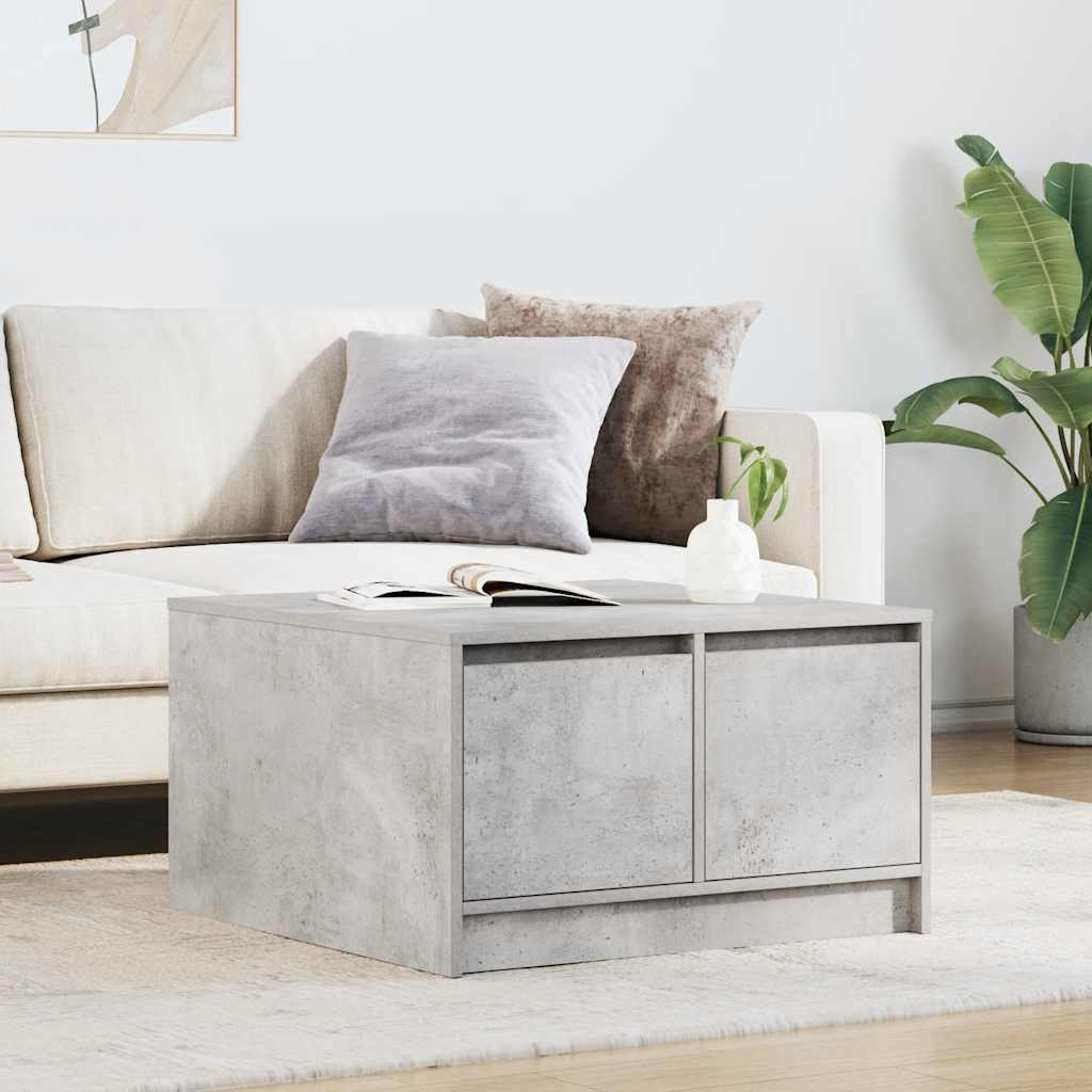 Coffee Table with Drawers Concrete Grey 70.5x70x40 cm
