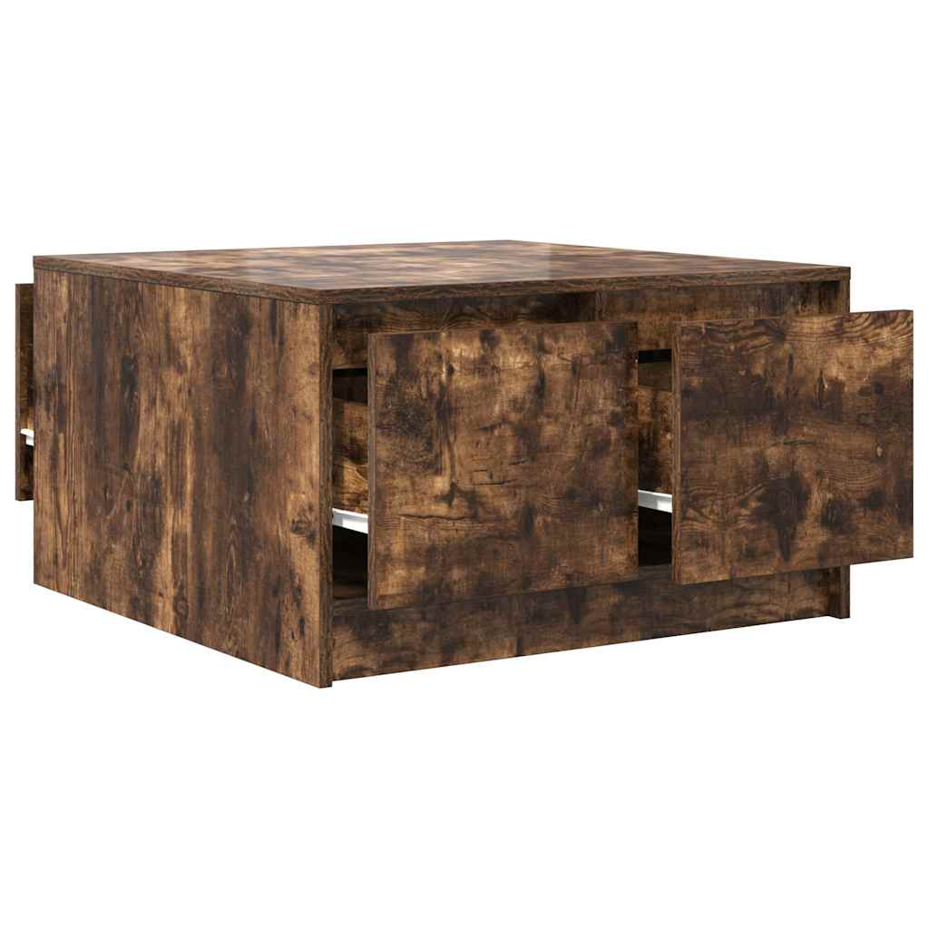 Coffee Table with Drawers Smoked Oak 70.5x70x40 cm