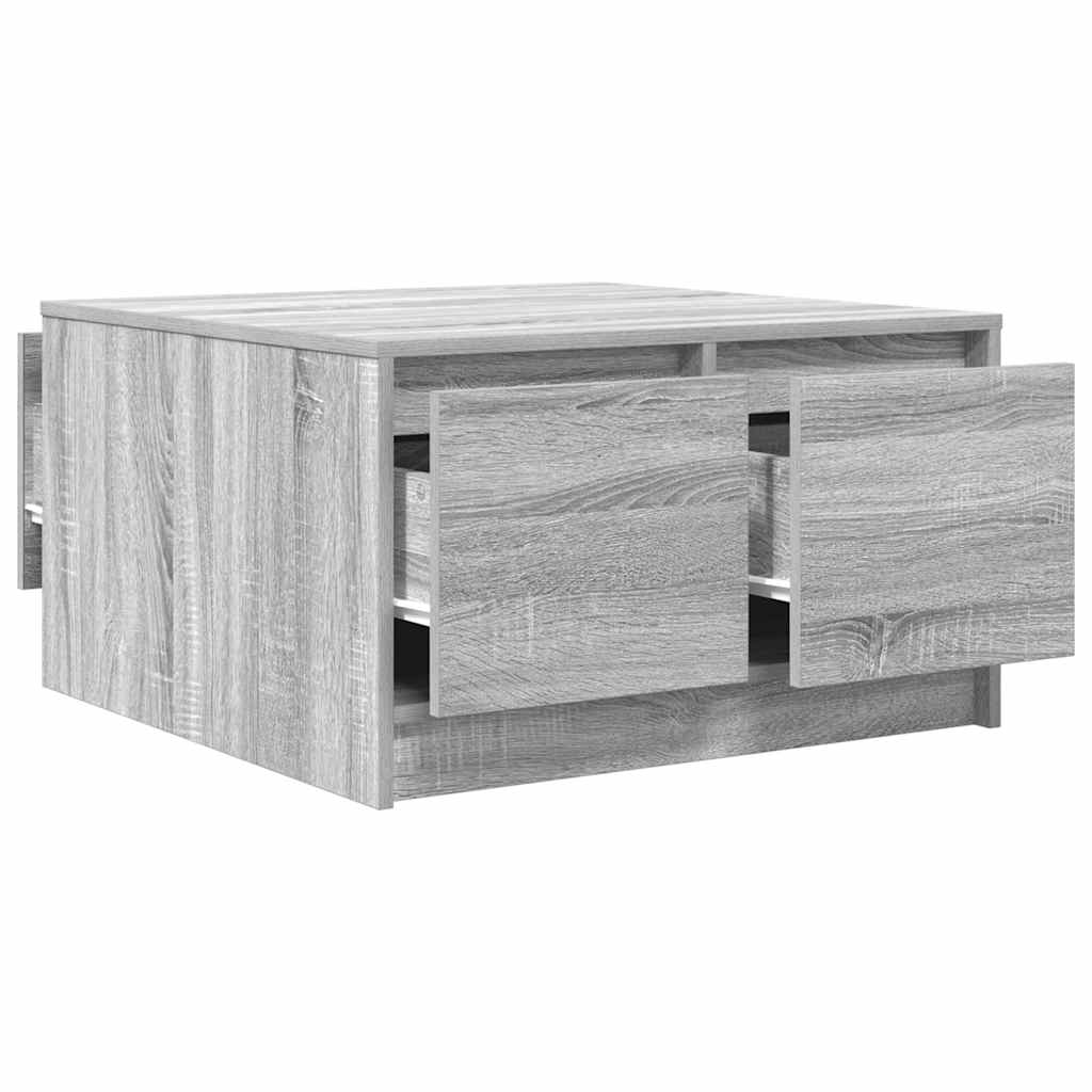 Coffee Table with Drawers Grey Sonoma 70.5x70x40 cm