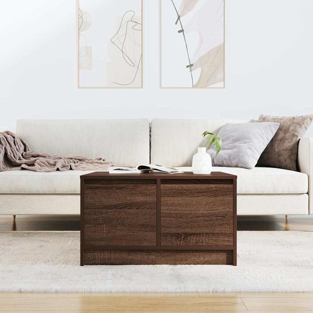 Coffee Table with Drawers Brown Oak 70.5x70x40 cm