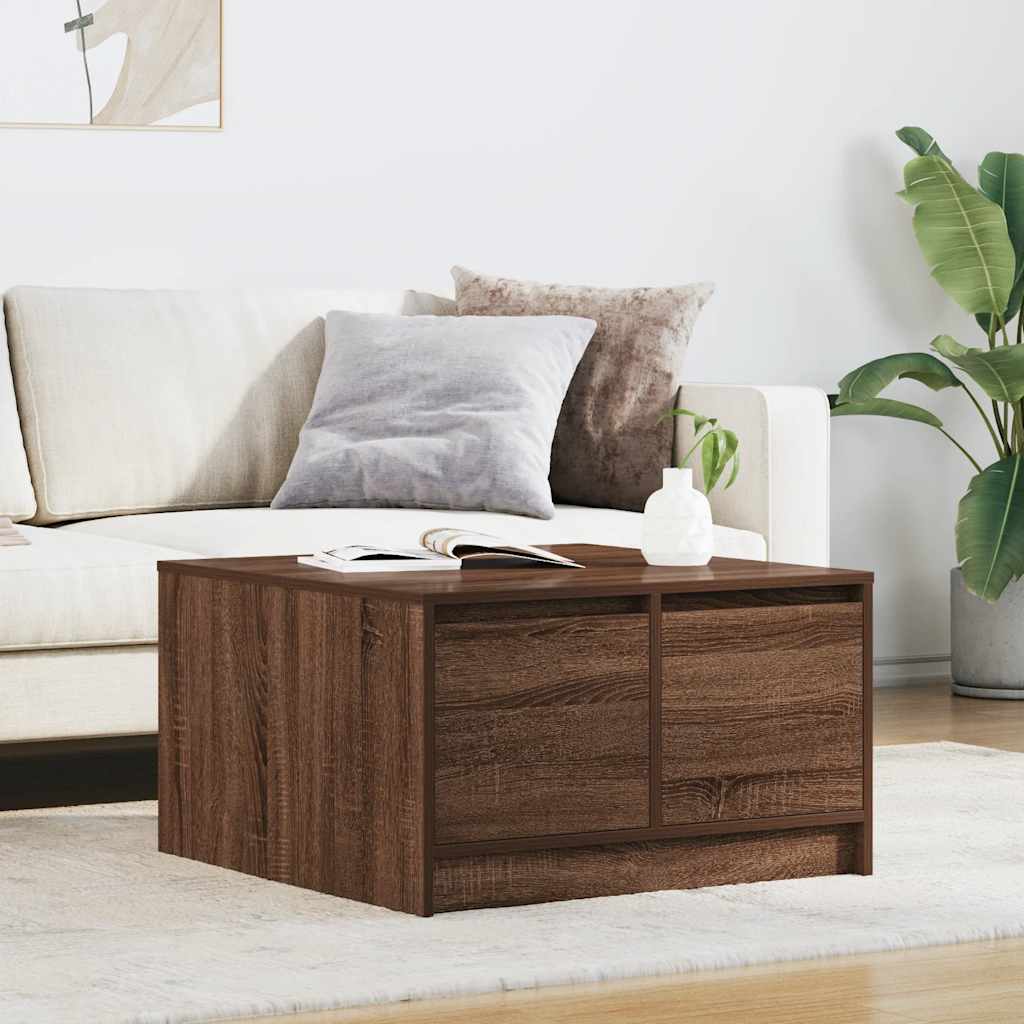 Coffee Table with Drawers Brown Oak 70.5x70x40 cm