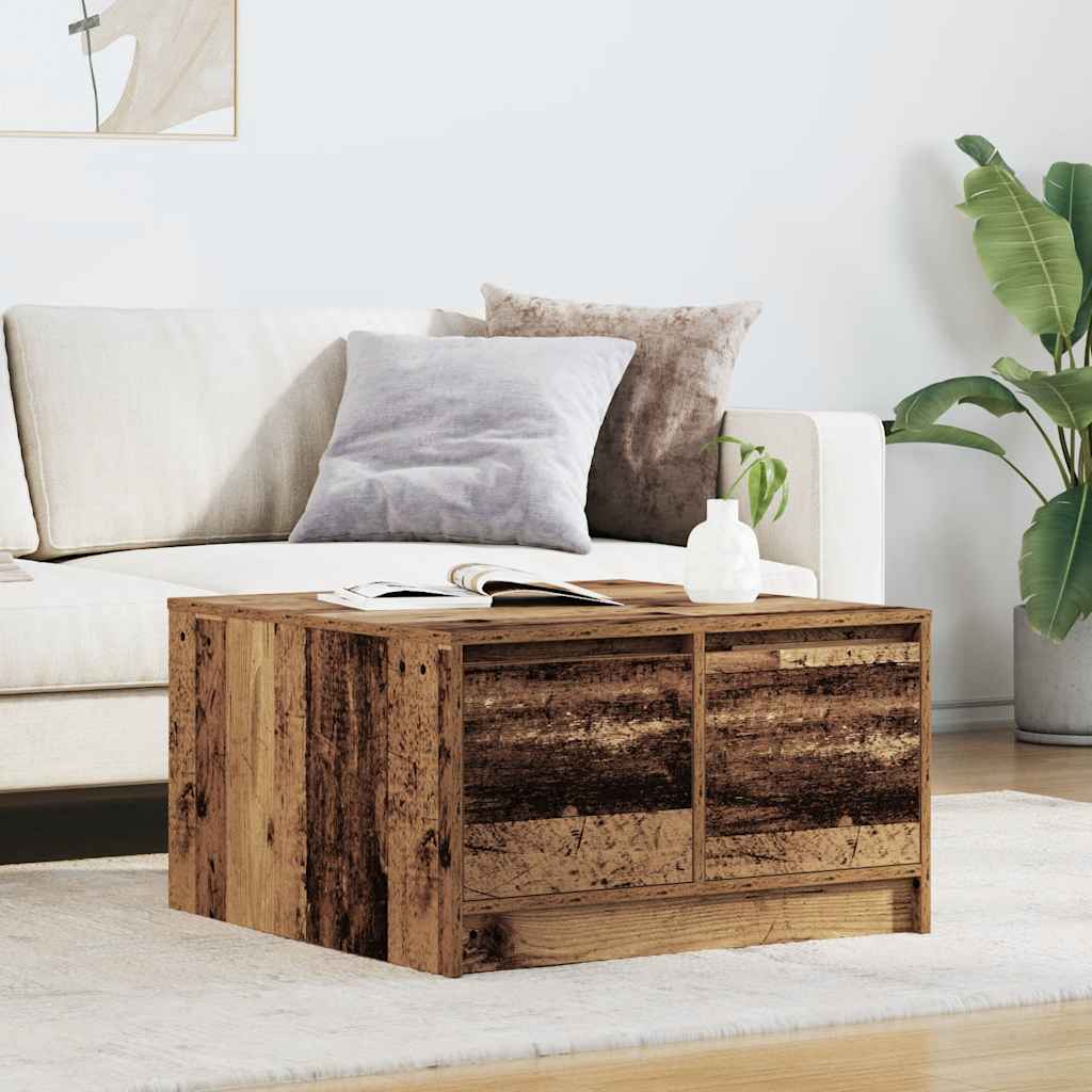 Coffee Table with Drawers Old Wood 70.5x70x40 cm