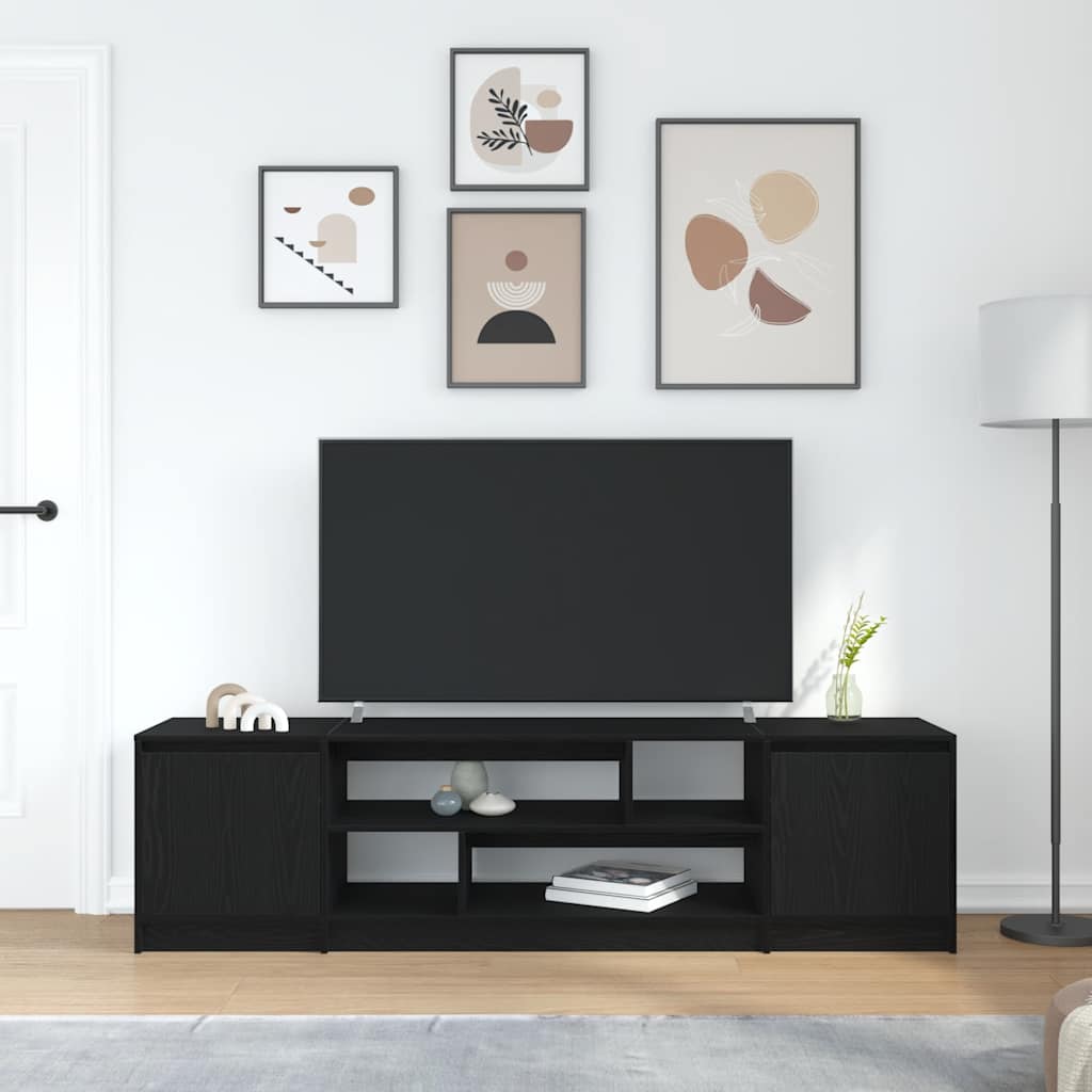 TV Cabinet Black Oak 188.5x41x50 cm Engineered Wood