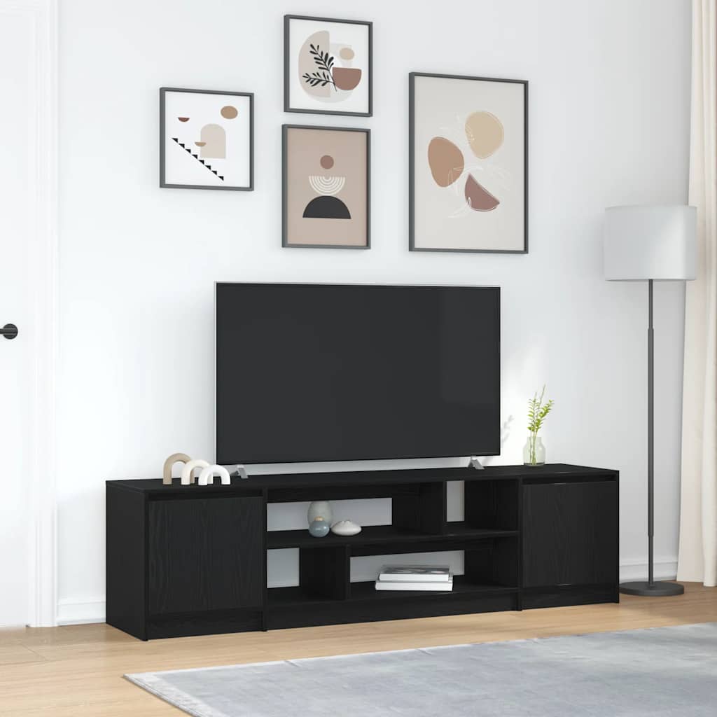 TV Cabinet Black Oak 188.5x41x50 cm Engineered Wood