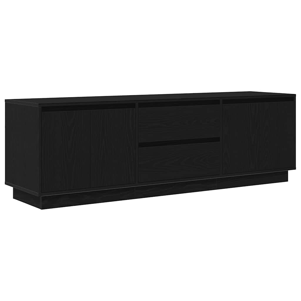 TV Cabinet with LED Lights Black Oak 160.5x41x50 cm