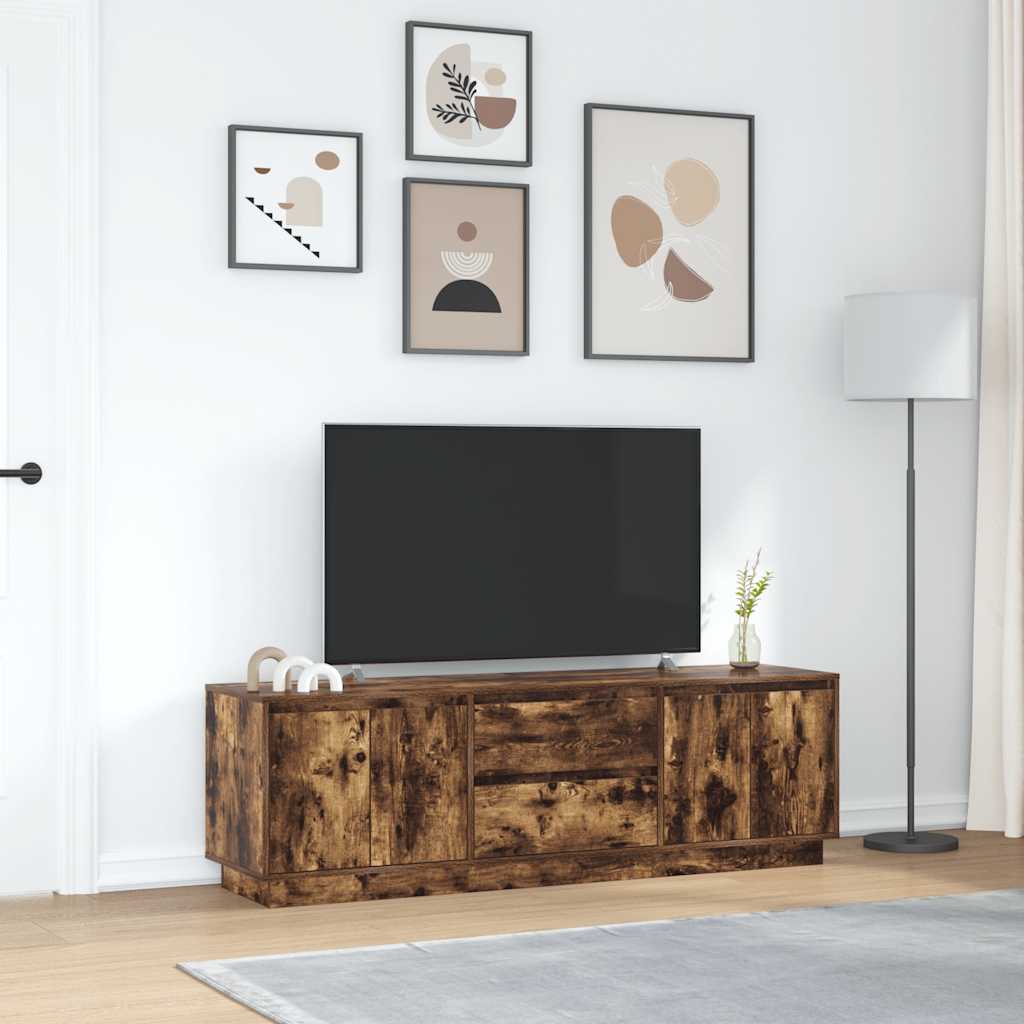 TV Cabinet with LED Lights Smoked Oak 160.5x41x50 cm
