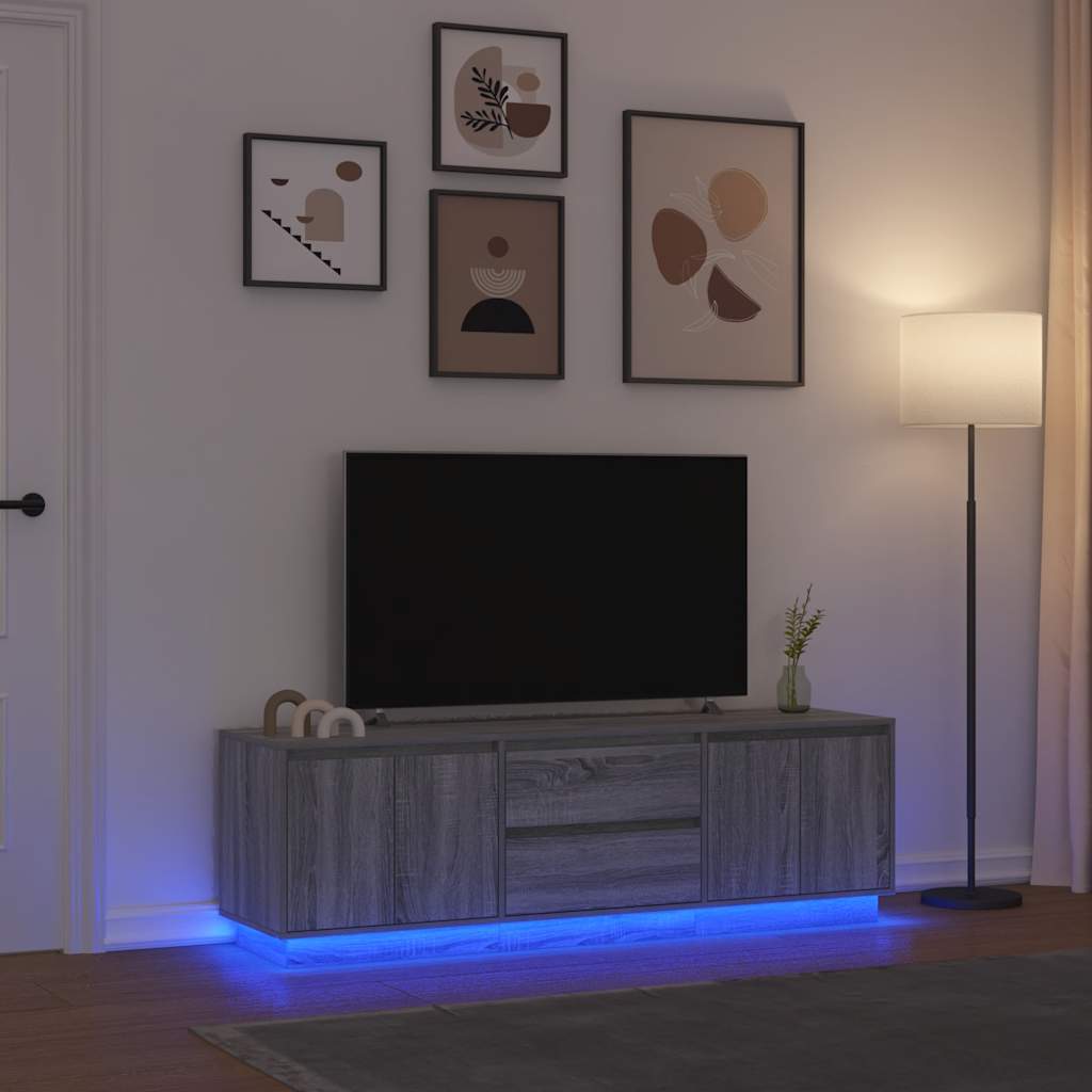 TV Cabinet with LED Lights Grey Sonoma 160.5x41x50 cm