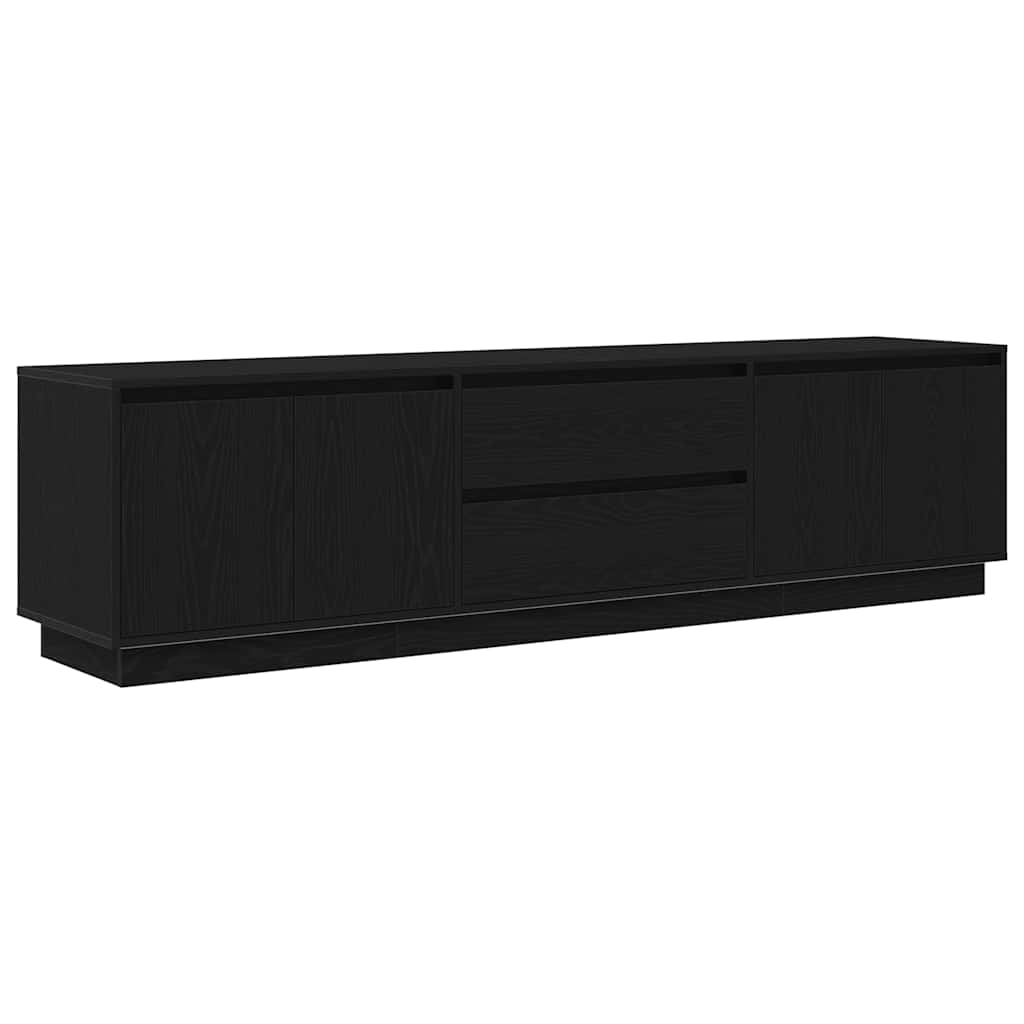 TV Cabinet with LED Lights Black Oak 193.5x41x50 cm