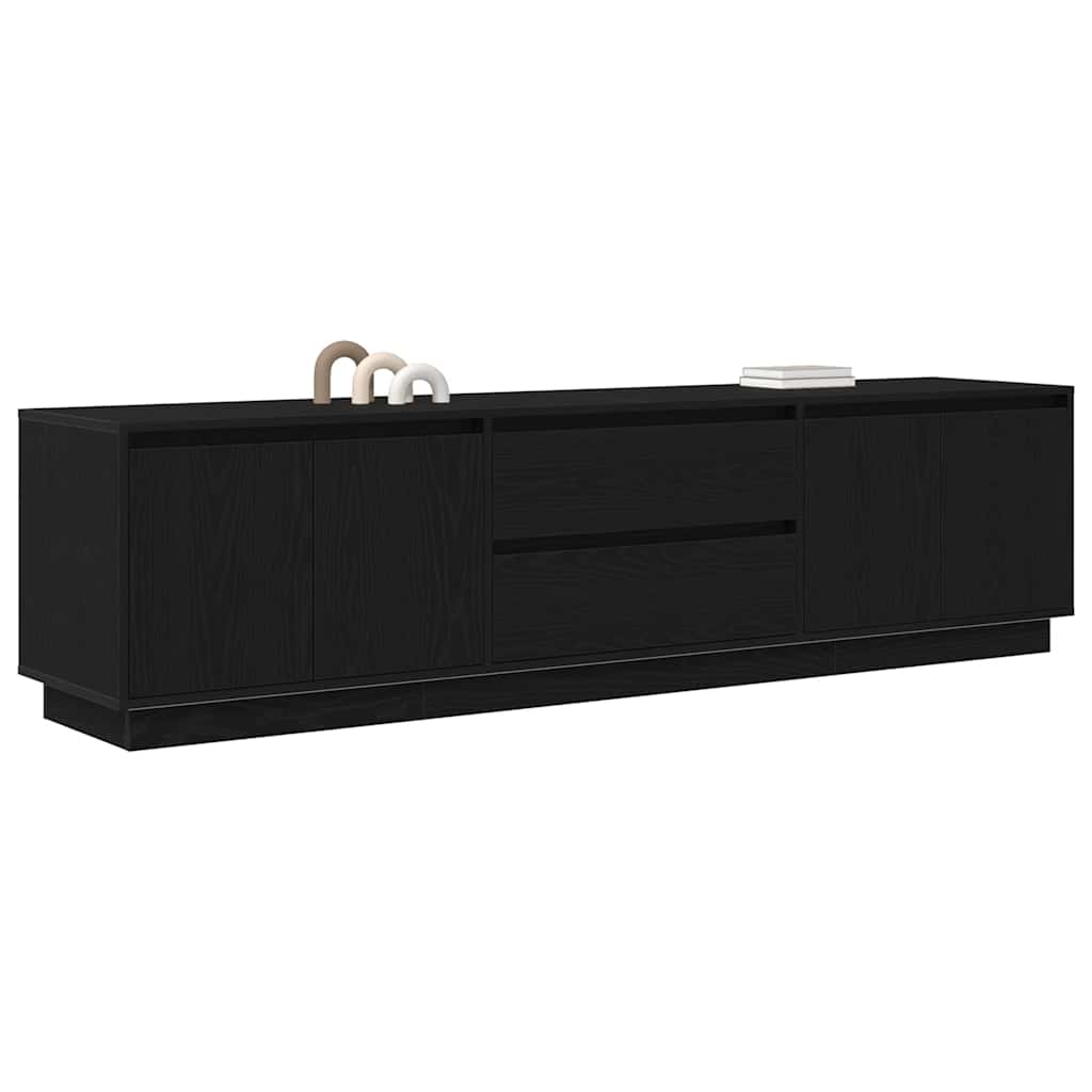 TV Cabinet with LED Lights Black Oak 193.5x41x50 cm