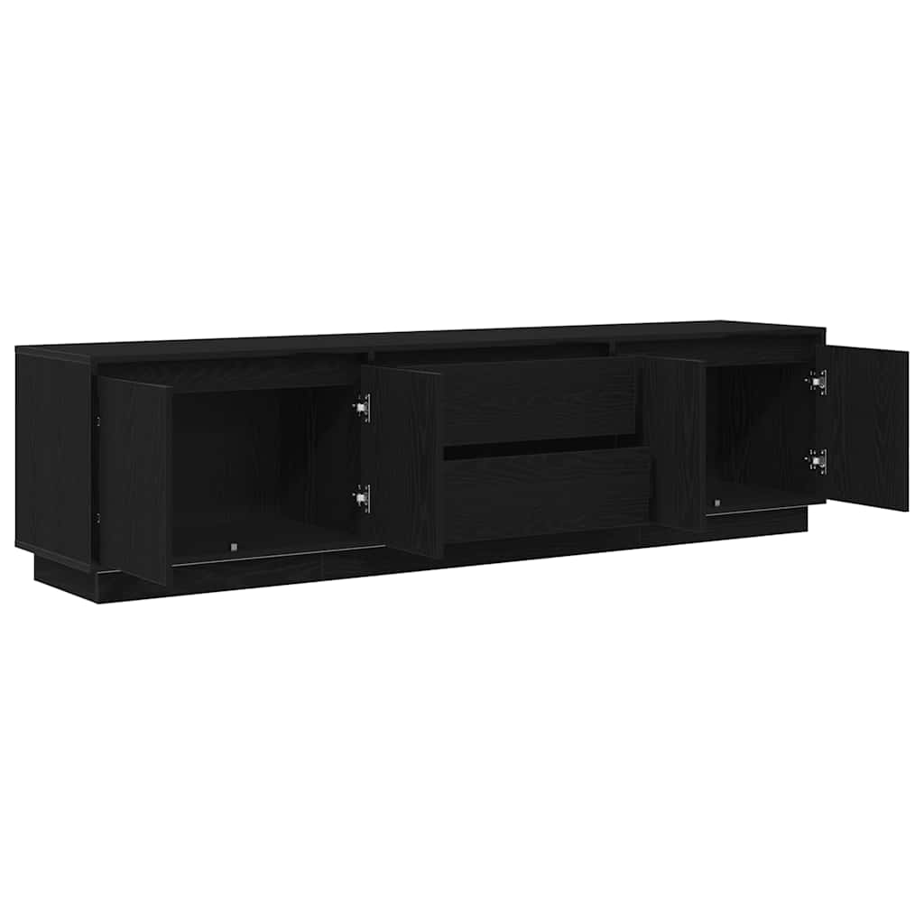 TV Cabinet with LED Lights Black Oak 193.5x41x50 cm
